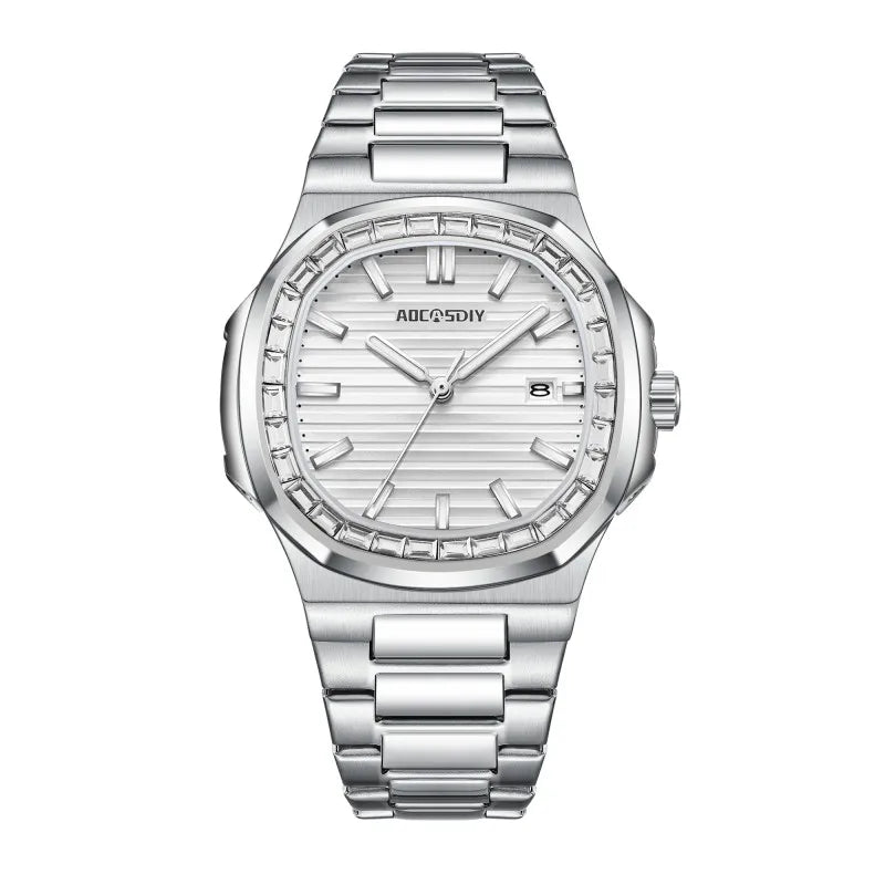 New Rhinestone Men's Watch Business Casual Waterproof Calendar Luminous Quartz Wristwatch Fashion Watches for Men reloj hombre