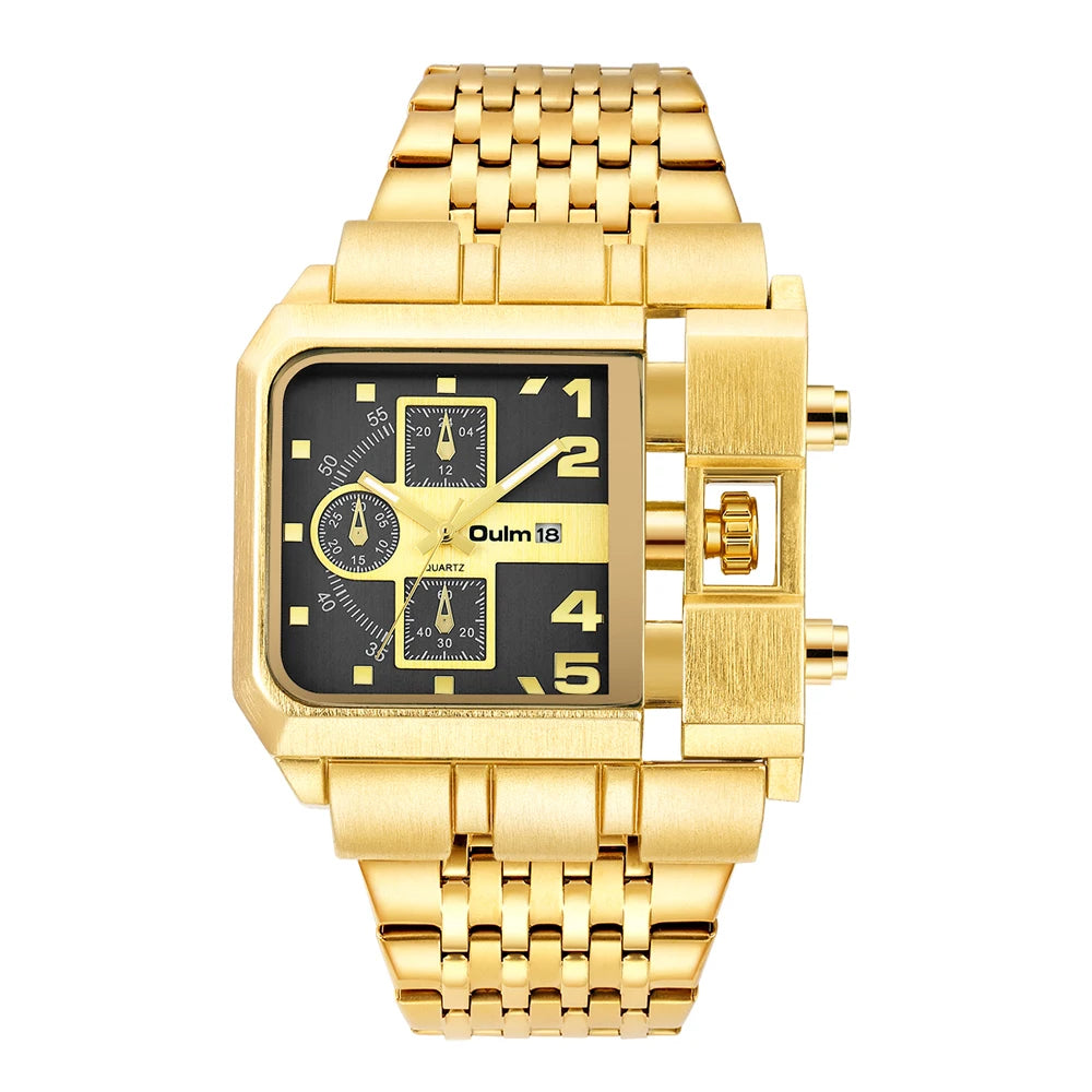 Men's Watches Mens Quartz Casual Leather Strap Wristwatch Sports Man Multi-Time Zone Military Male Watch Clock Relogios