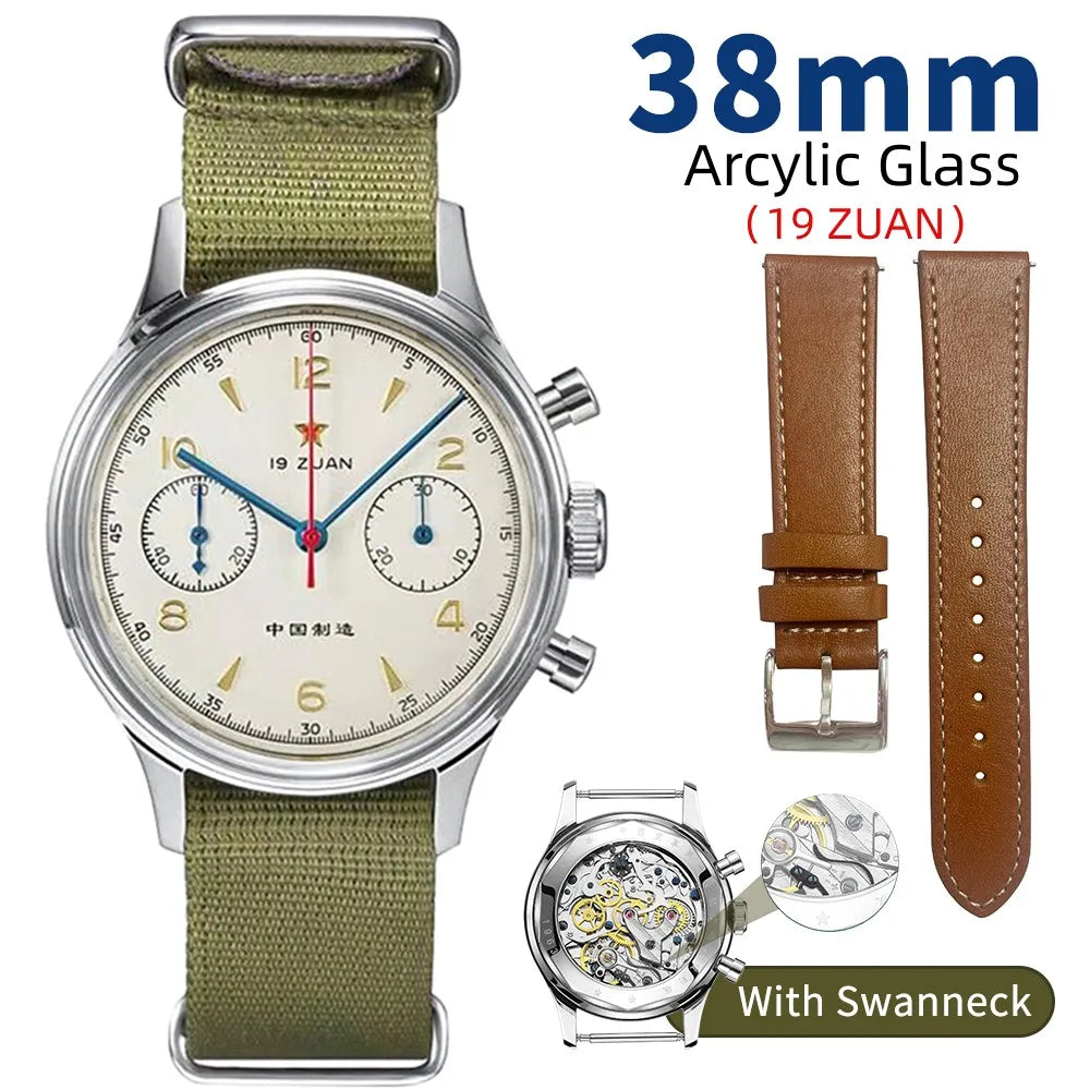 Seakoss Men 1963 Chronograph 38mm 40mm Acrylic Sapphire Glass Luminous Seagull ST1901 Movement Pilot Aviation Mechanical Watches