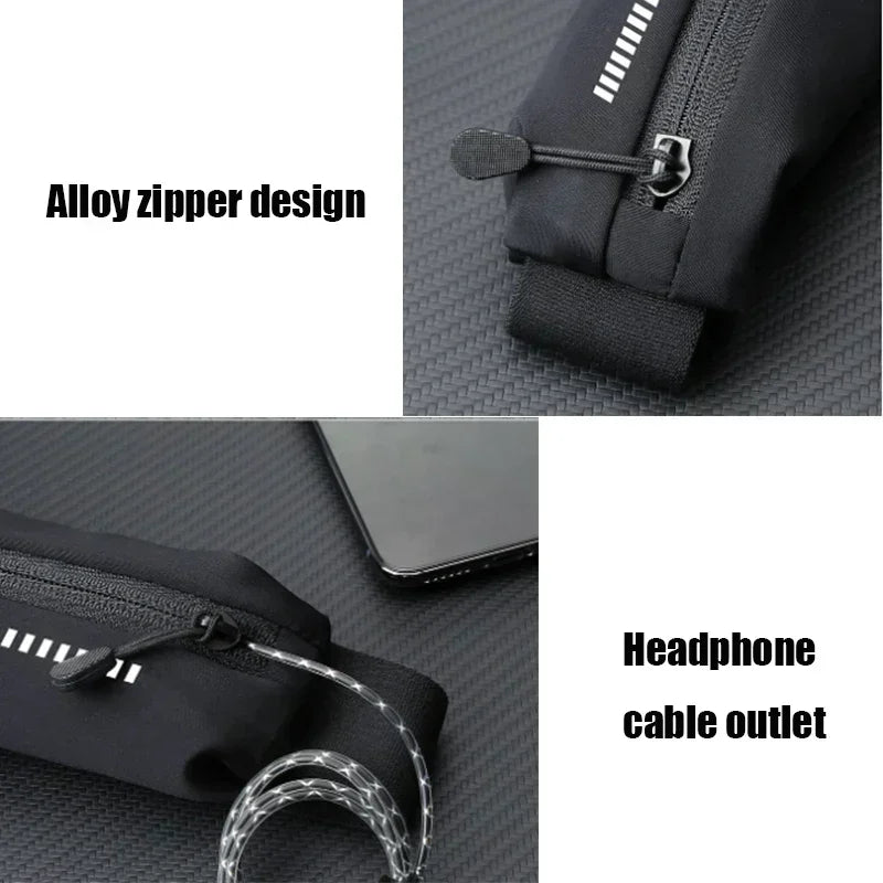 Running Belt with Large Phone Holder,Adjustable Waterproof Sports Waist Bag with Zipper Pocket,Reflective Strips Jogging Fitness