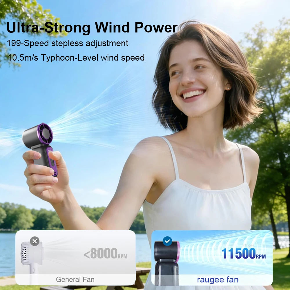 Portable Fan Mini Handheld Fan Small Pocket Hand Fan USB Rechargeable Fan Student Personal Fun for Outdoor Travel 199 Speeds