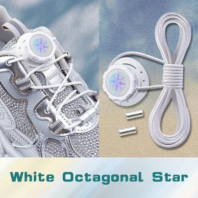 Install Simple Swivel Buckle Laces Automatic Shoelaces Without Ties Unisex Thick Rope Tennis Sneakers Shoelace Shoe Accessories