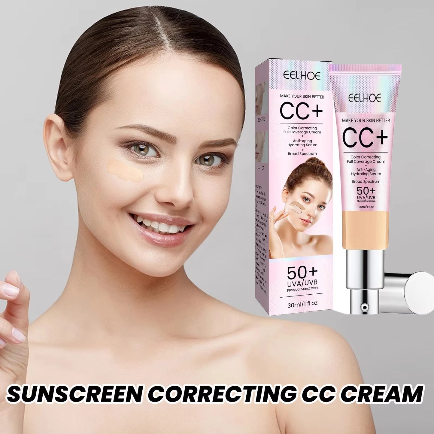 CC Foundation Cream Natural Moisturizing Waterproof Brightening Foundation Concealer Coverage Blemish Oil-control Lasting Makeup