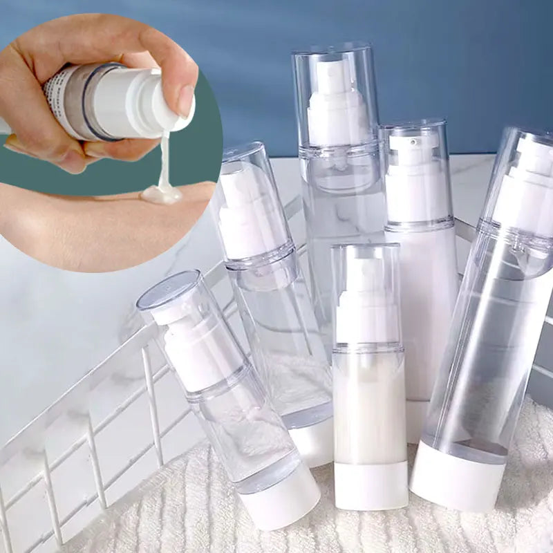 10/15/30/50/80/100ML  Clear  Airless Cream Pump Bottle Refillable Empty Bottle Travel Vacuum Airless Container Makeup Bottle