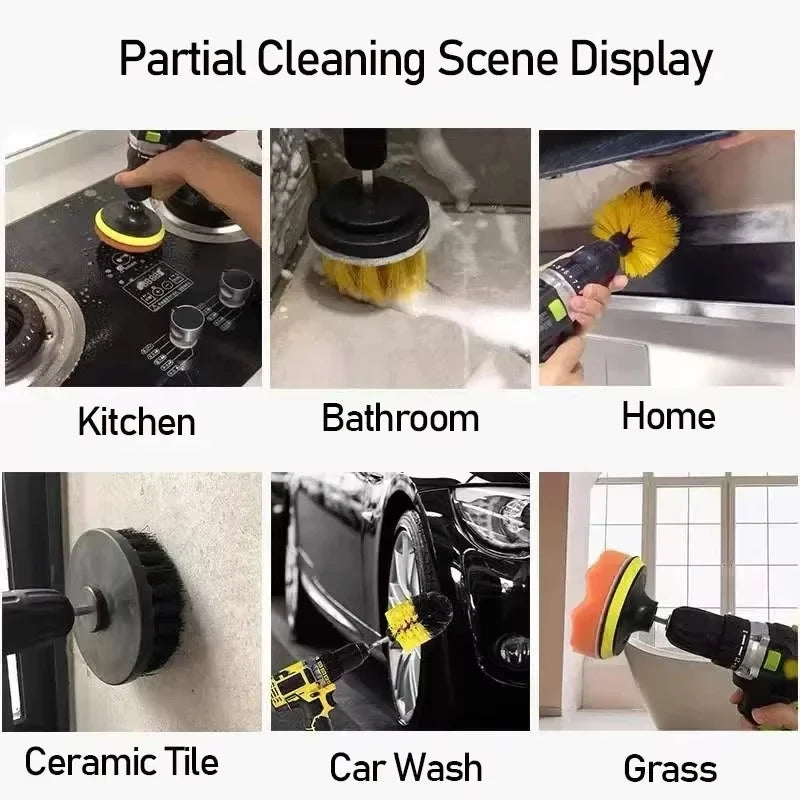 New Electric Scrubber Brush Drill Brush Kit Power Drills Scrubber Brush For Carpet Glass Car Tires Nylon Brushes 2/3.5/4''