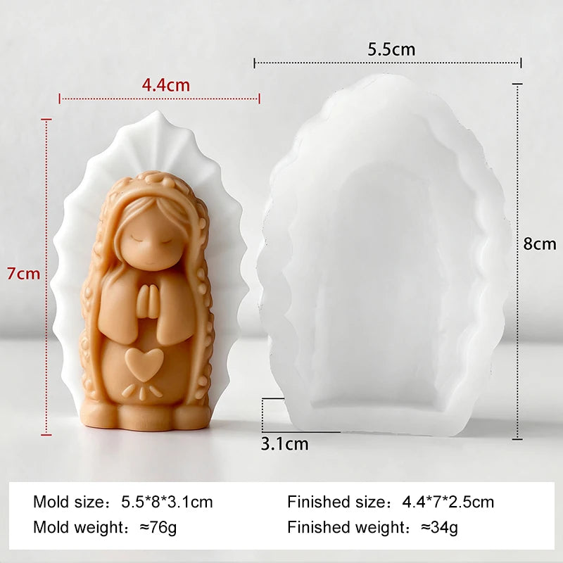 Prayer Angel Girl Silicone Mold DIY Virgin Mary Aromatherapy Candle Soap Gypsum Crafts Cement Casting Mold Home Decoration Gift