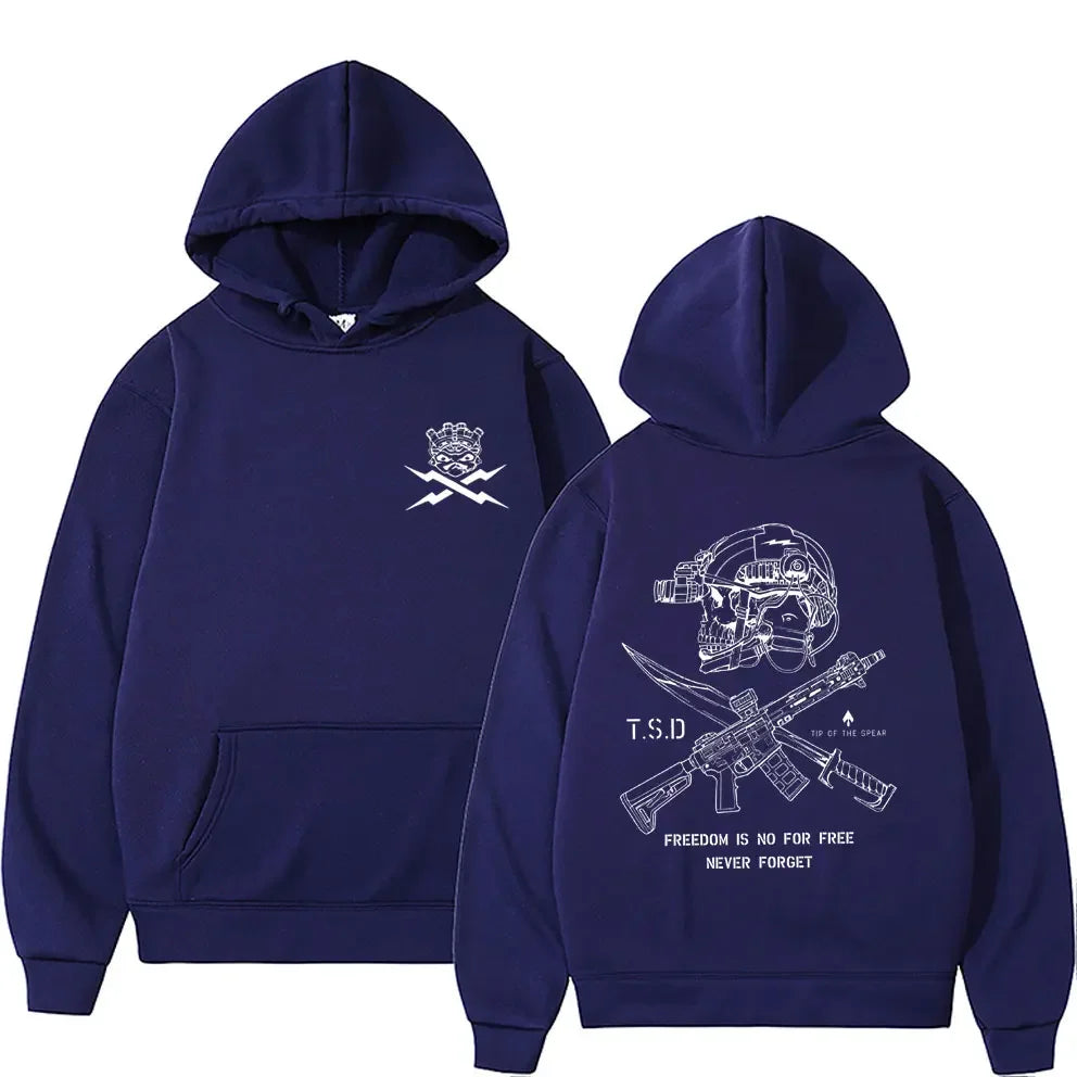 2025 Cool Sparta X-ray Tactical Skull Print Men Women Hooded Sweatshirt Autumn Winter Daily Outdoor Casual Loose Warm Sportswear