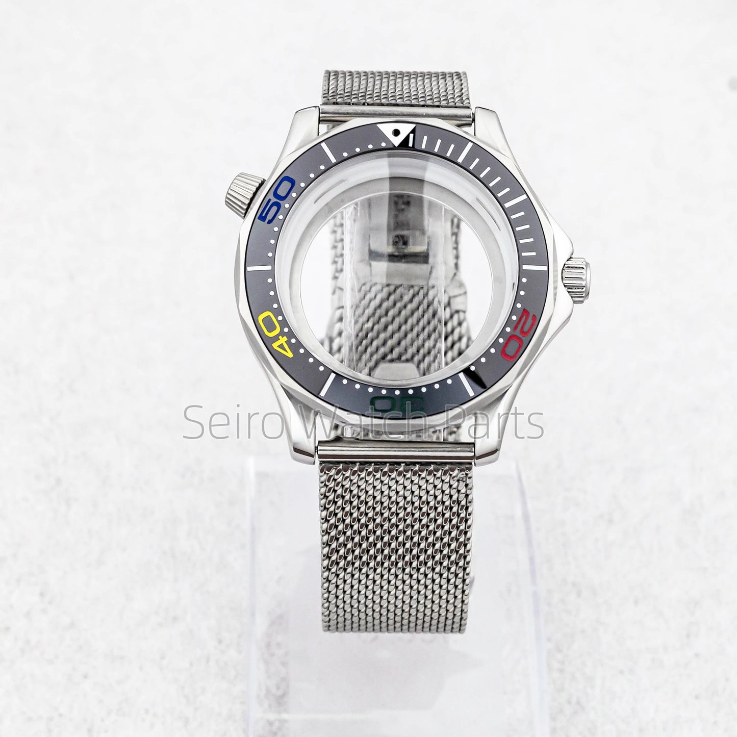 NH35 Case Dial Mesh Strap Bracelet for Seamaster 300 Watches Men Stainless Steel 10ATM Waterproof 41mm Case fit NH35/36 Movement