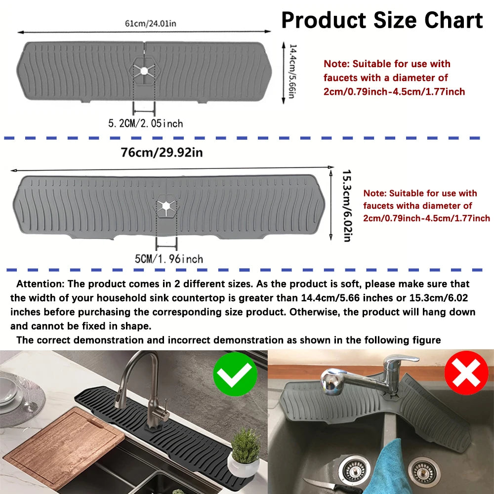 24.01/29.92 Inch Kitchen Long Silicone Sink Faucet Mat Splash Guard for Absorbent Sink Countertop Protectors Mat Kitchen Gadgets