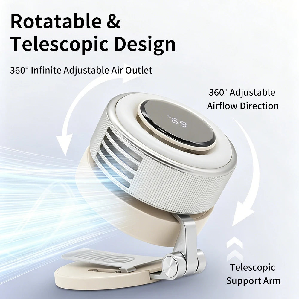 Portable Fan Mini Fan For Home Outdoor USB Rechargeable Magnetic Lamp Fan Rotating Collar Clamped Bladeless Bracket Fan