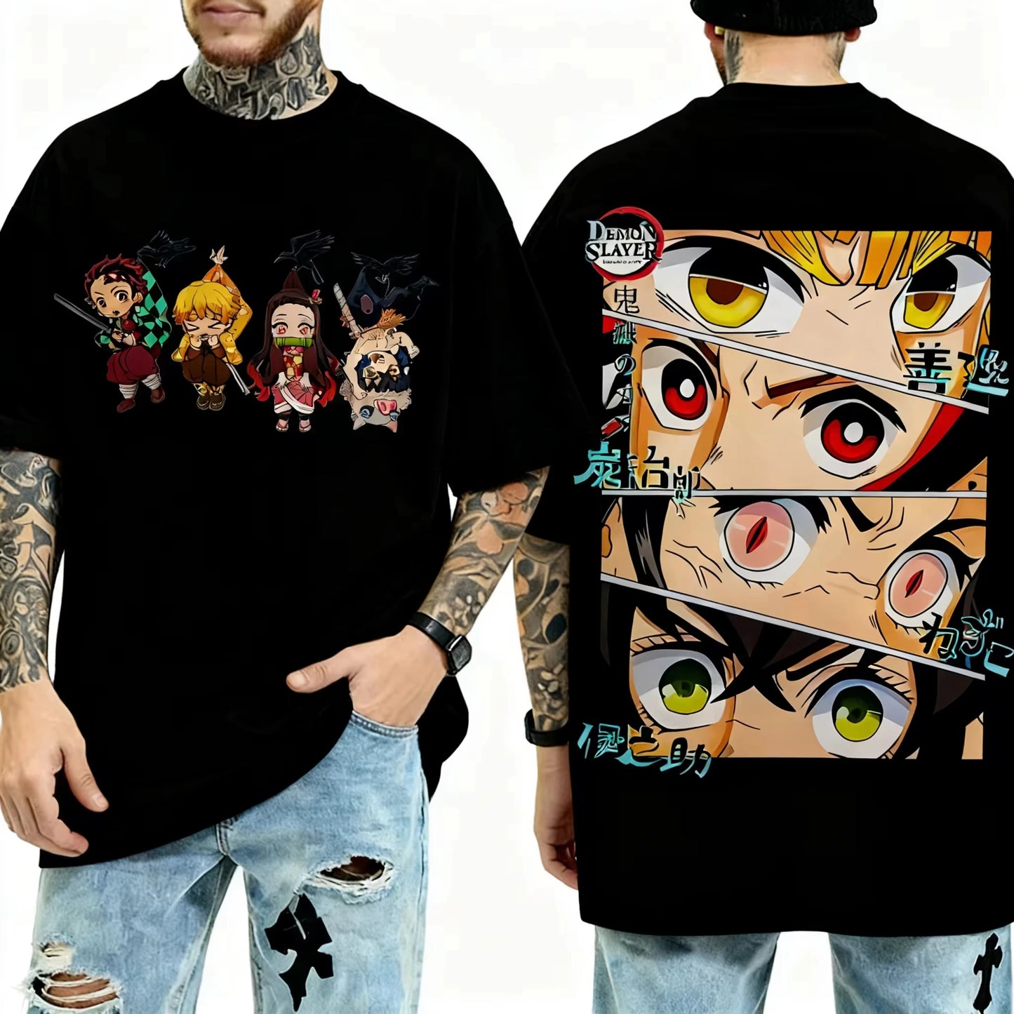 Demon Slayer Anime Character Eyes Printed T-shirt Men's and Women's T-shirt Men's Top Sports T-shirt 2026 Summer New