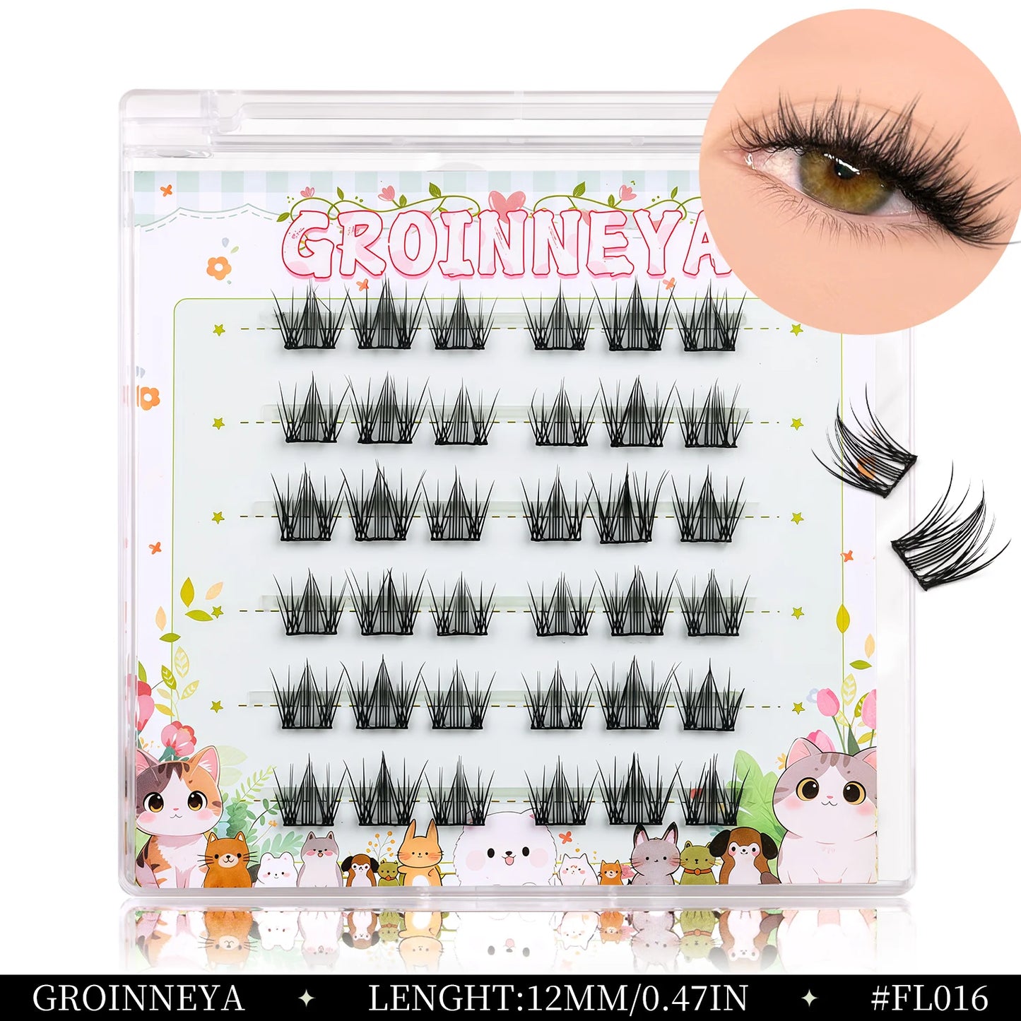 GROINNEYA Manga Cluster Lashes DIY Eyelash Extension Natural Individual Lashes Natural Curl Lash Clusters Makeup At Home