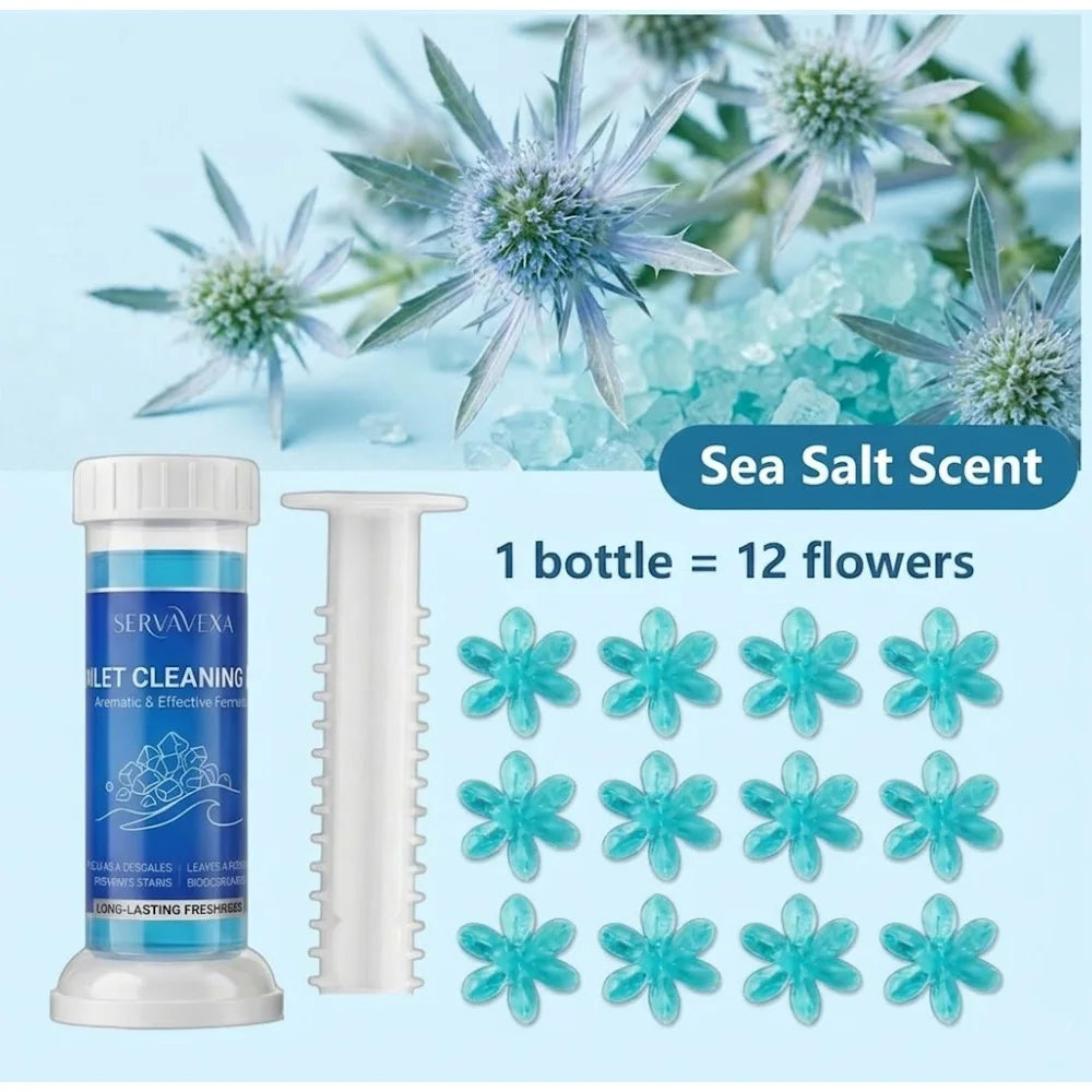 SERVAVEXA 5Pcs Toilet Cleaning Gel Kit Aromatic Flower Needle Stamp Cleaner Deodorizer Removes Stains & Limescale Fresh Scent