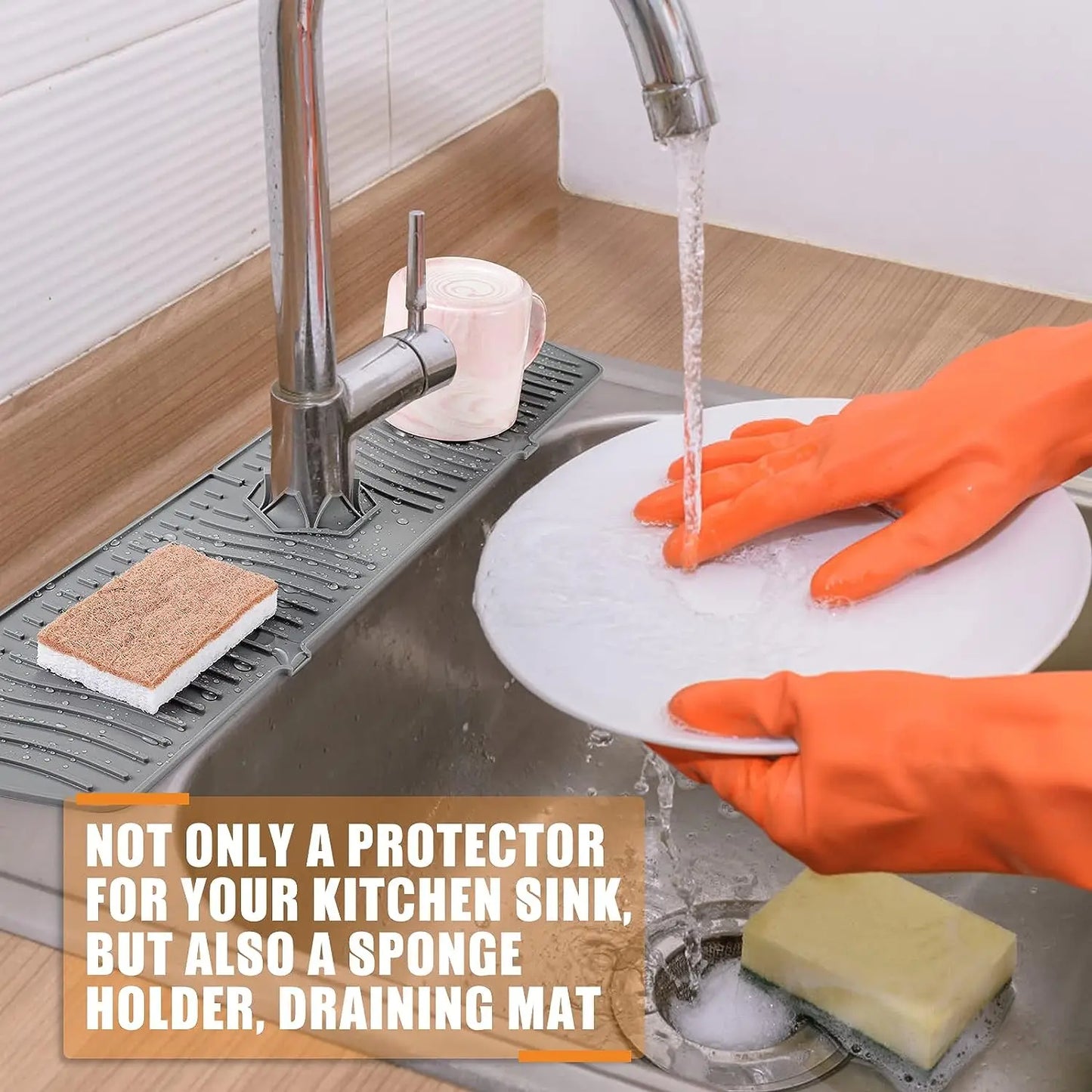 24.01/29.92 Inch Kitchen Long Silicone Sink Faucet Mat Splash Guard for Absorbent Sink Countertop Protectors Mat Kitchen Gadgets