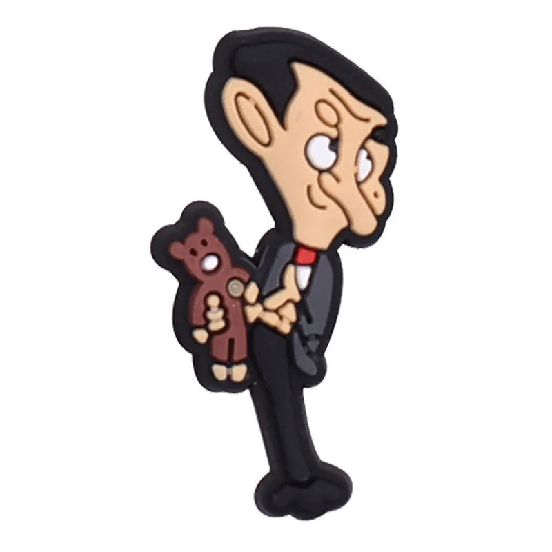 1-100Pcs Mr. Bean Shoes Charms Cartoon Funny Man Clogs Sandals Garden Shoes Accessories Decorate Buckle Kids Gifts Wholesale