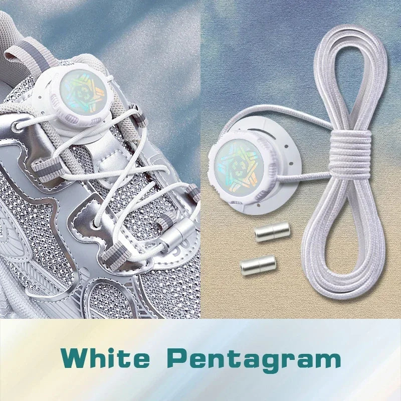 Install Simple Swivel Buckle Laces Automatic Shoelaces Without Ties Unisex Thick Rope Tennis Sneakers Shoelace Shoe Accessories