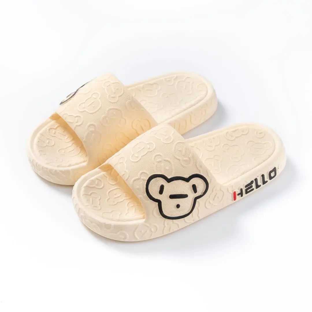 Summer Kids Cartoon Bear Slippers Non-slip Soft Sole Shower Bathroom Home Outdoor Sandals