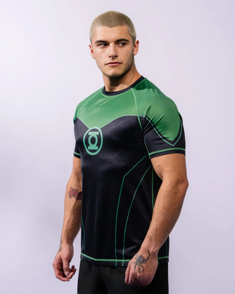 Summer New DC Comics Special Edition Green Lantern Printed Quick-Dry Sports Training Wear Men's Loose Breathable Sports T-shirt