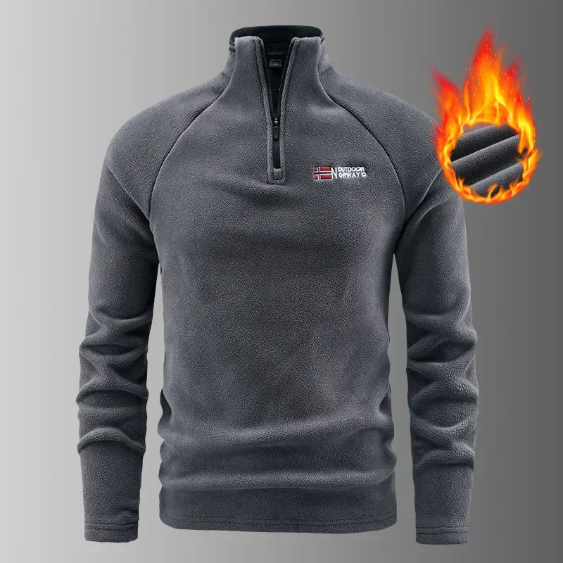 Men's Norway Style Fleece Jacket Base Shirt Half Zip Sweatshirt Inner Spring Autumn New Model Cross-Border Clothing