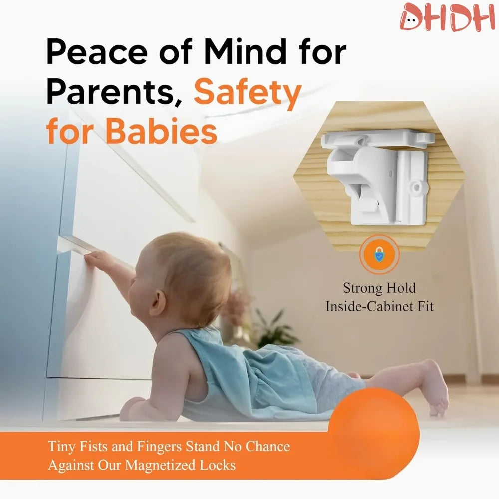 Magnetic Cabinet Lock Child Safety Locks with Screws Installation Invisible Drawer Door Lock for Baby Proofing Cabinets Cupboard