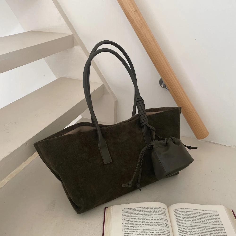 Motingsome Oversized Suede Tote Bag Women Shoulder Handbag and Purses Luxury Design Bags Roomy Casual Tote Large Capacity New In