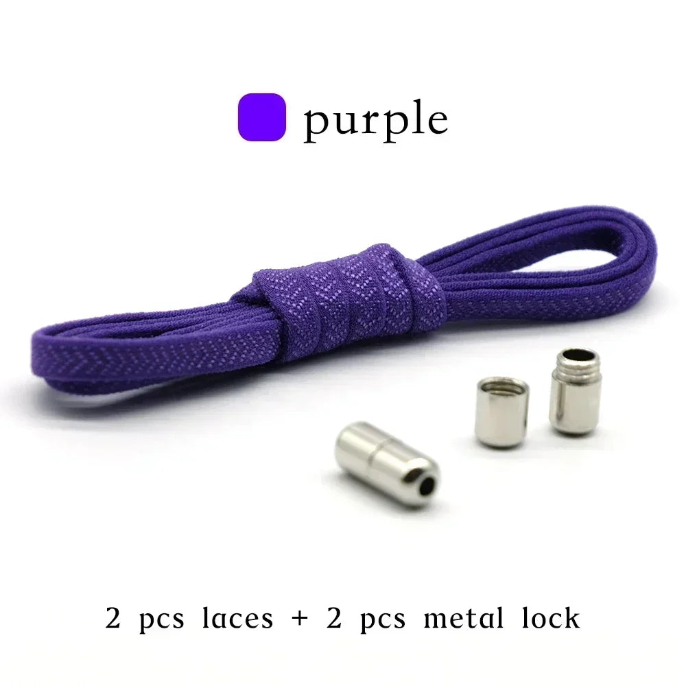 No Tie Shoelaces with Metal Lock – Flat Elastic Shoe Laces for Adults and Kids Sneakers, Quick Wear Shoe Strings for Lazy Day