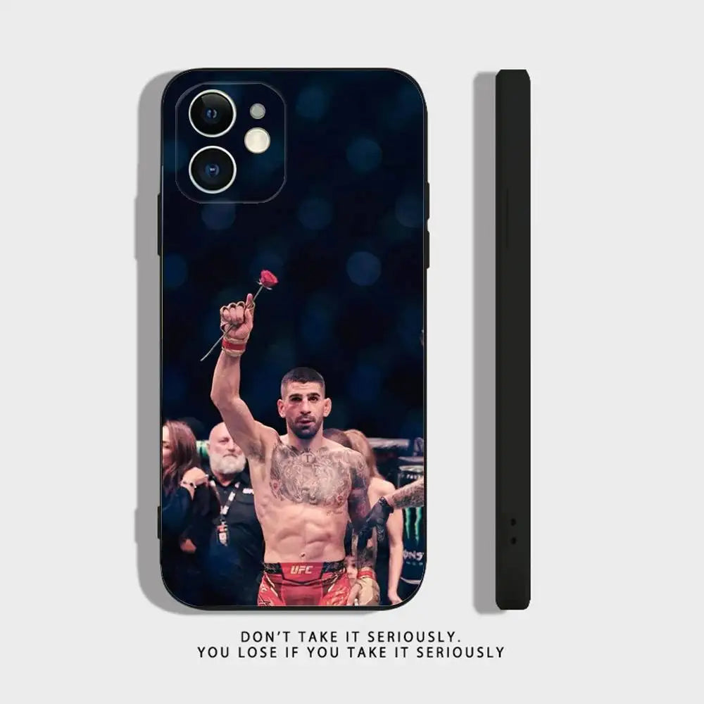 I-Ilia Fighting T-Topuria Phone Case For iPhone 16,15,14,13,12,11,Pro,X,XS,Max,XR,Plus,Mini Soft Silicone Black Shockproof TPU