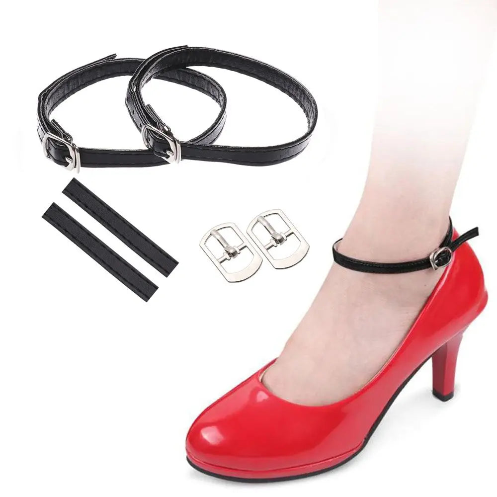 1Pair Adjustable Anti-skid Straps Shoelace For Women PU Leather High Heels Holding Metal Buckles Shoe Tie  Lace Accessories New