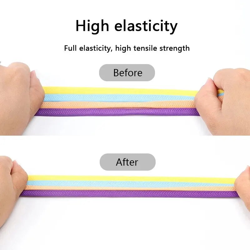 Elastic Laces Sneakers Diamond Cross Locks Shoelaces Without Ties Kids Adult 8MM Width No Tie Shoe Laces Rubber Bands Shoelace