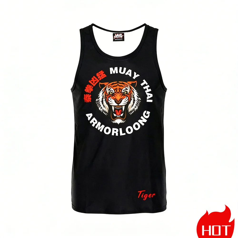 Summer men's sleeveless sports T-shirt Muay Thai training vest Quick drying wrestling vest Muay Thai men's t-shirts and tank top