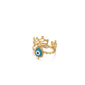 Luxury Zircon Evil Eye Rings For Women Gold Color Lucky Eye Opening Ring Women Trendy Punk Gothic Aesthetic Jewelry Accessories