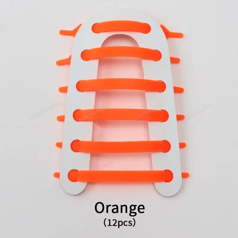 12Pcs Silicone Shoelaces for Shoes Elastic Laces Sneakers No Tie Shoe laces Kids Adult Rubber Shoelace One Size Fits All Shoes