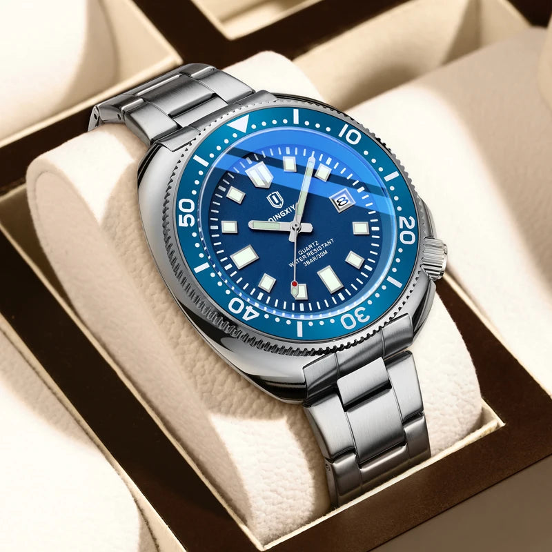 QINGXIYA 2025 New Men Stainless Steel Watch Quartz Waterproof Male Clock Business Watch Mens Watches Top Brand Luxury Men Watch