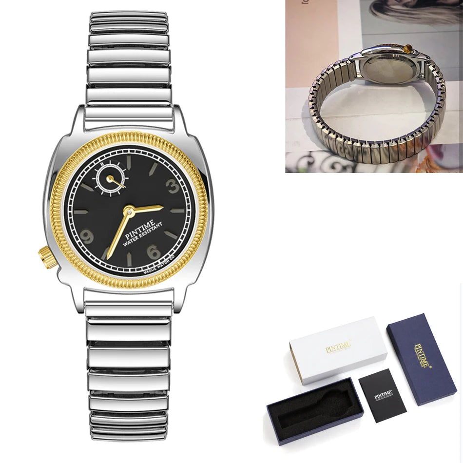 Simple Watch Stainless Steel Strap Handmade Distressed Vintage Style Waterproof Quartz Square Men's and Women's Watches