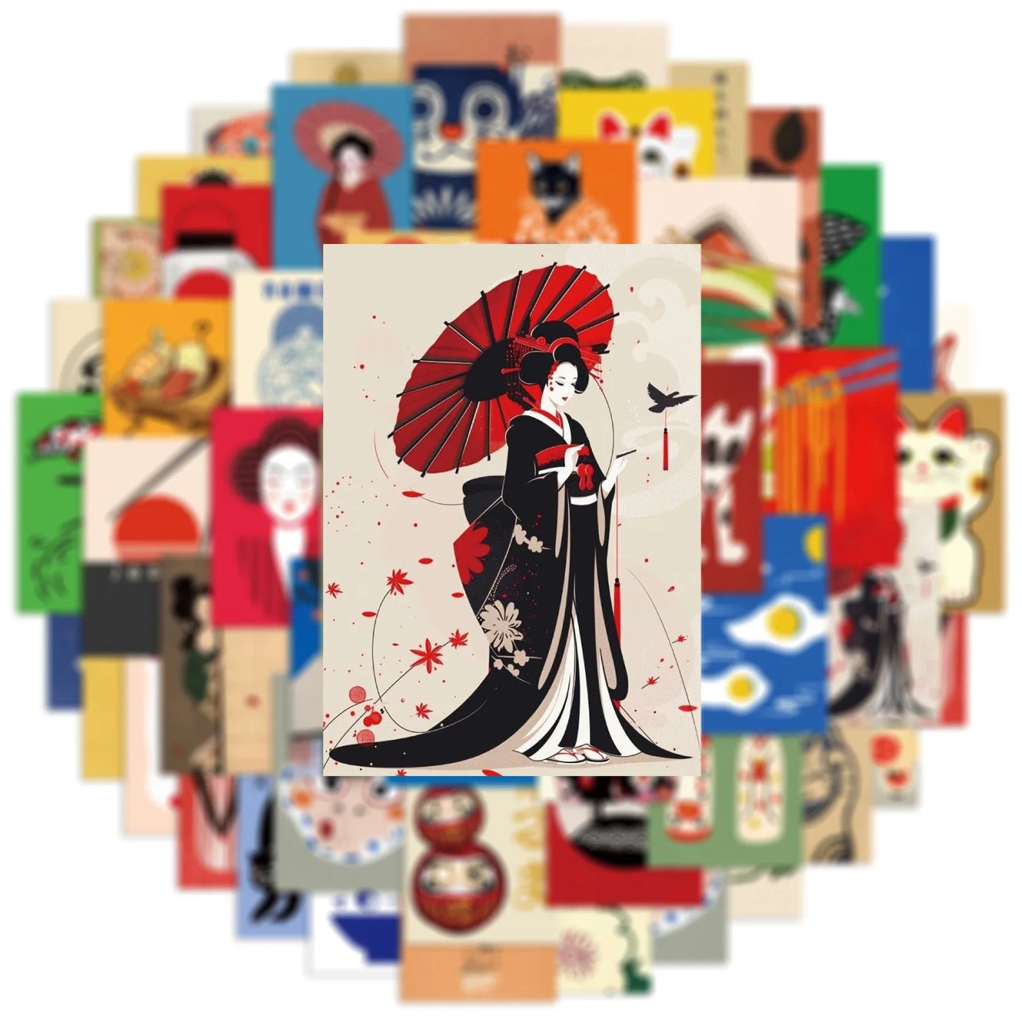 50Pcs Cartoon Japanese Style Poster Stickers DIY Diary Phone Case Handmade Scrapbook Aesthetic Stickers