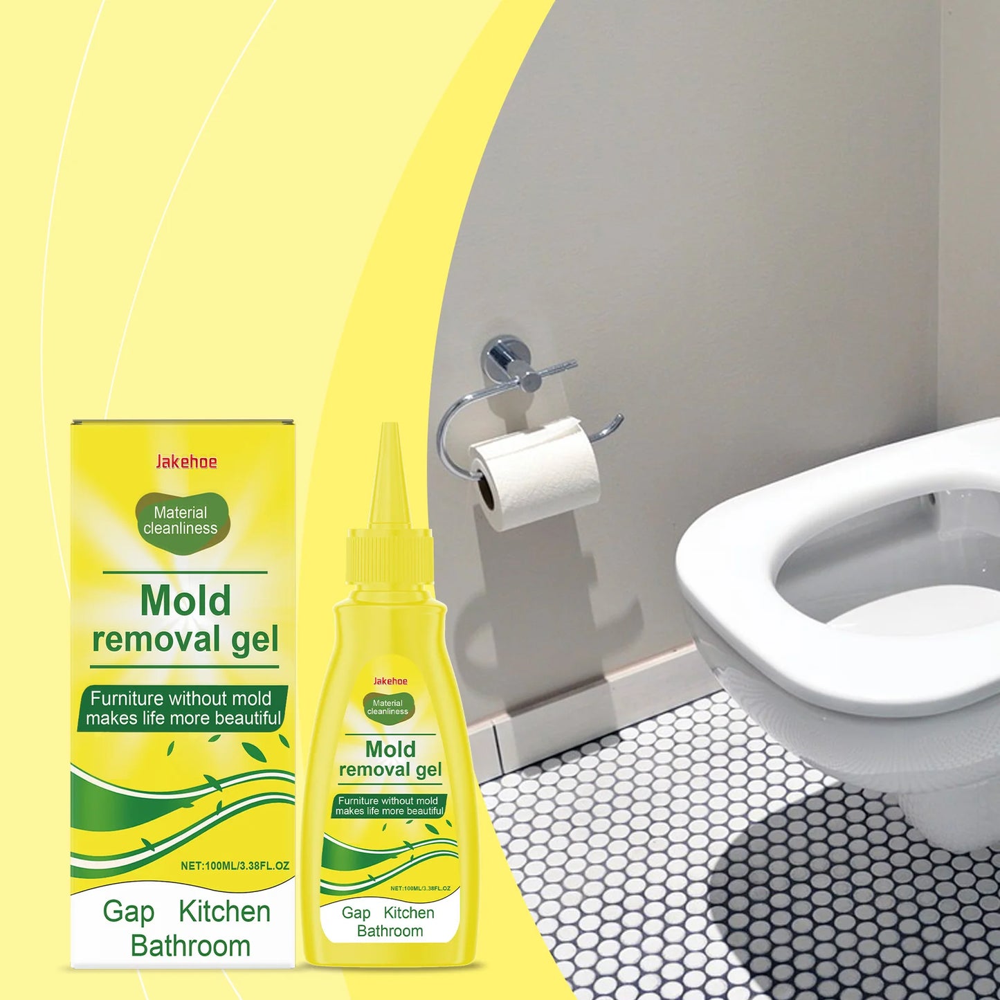 JAKEHOE Kitchen Cleaning Gel Quickly Dissolving Mildew Stains Eliminate Odors No Residue Household Mold Remover Gel for Bathroom
