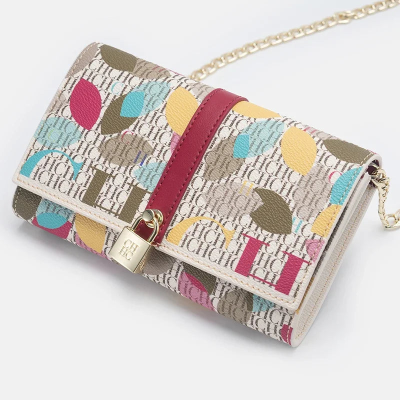 CH Women Crossbody Bag Floral Print Chain Shoulder Bag Fashion Designer Flap Bag Luxury PU Leather Purse For Daily Use