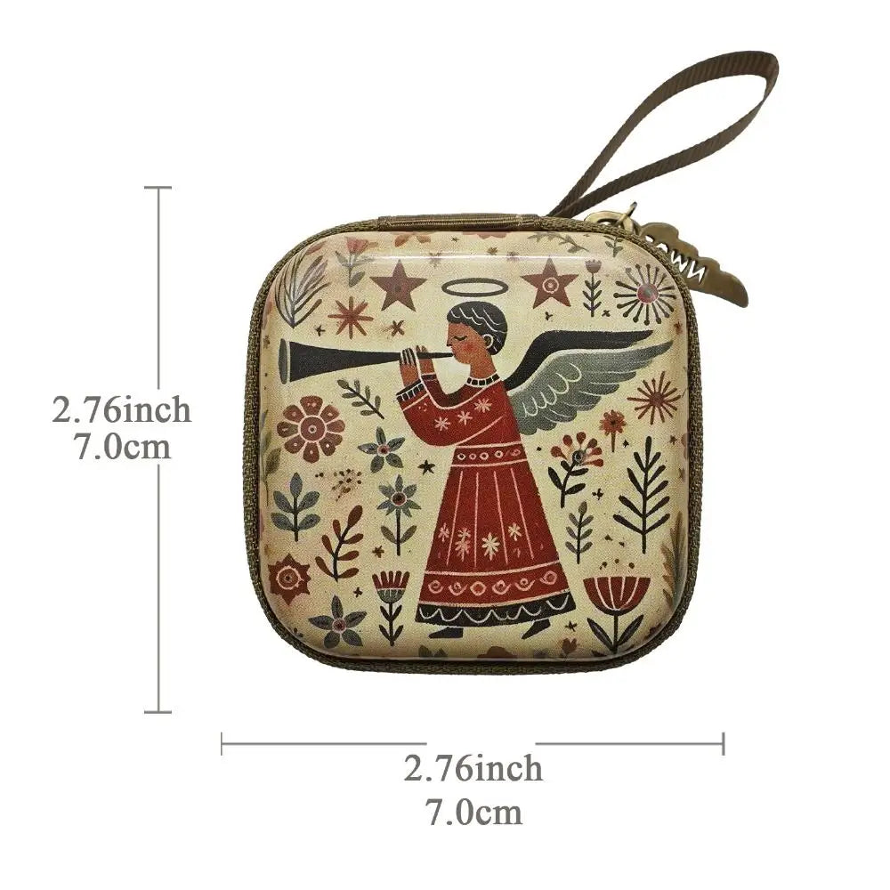 Portable Virgin Mary Prayer Rosary Storage Bag 7x7cm Zippered Religious Articles Cartoon Elegant Prayer Kit Devotees