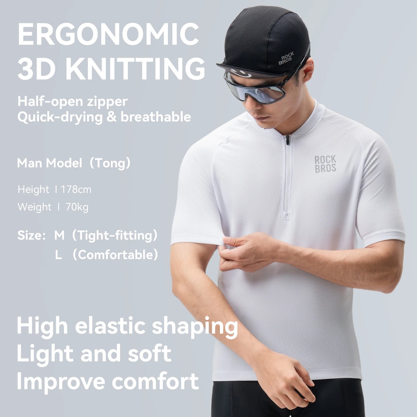 ROCKBROS Men Cycling Jersey Summer Breathable MTB Road Bicycle T-shirts Quick Dry Sports Run Short Sleeve T-shirt Bike Tops
