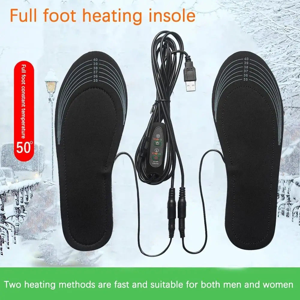 Washable Heated Shoe Insole Winter Warm Cuttable Foot Warmer with Adjustable Temperature USB Electric Heated Shoe Pads Unisex