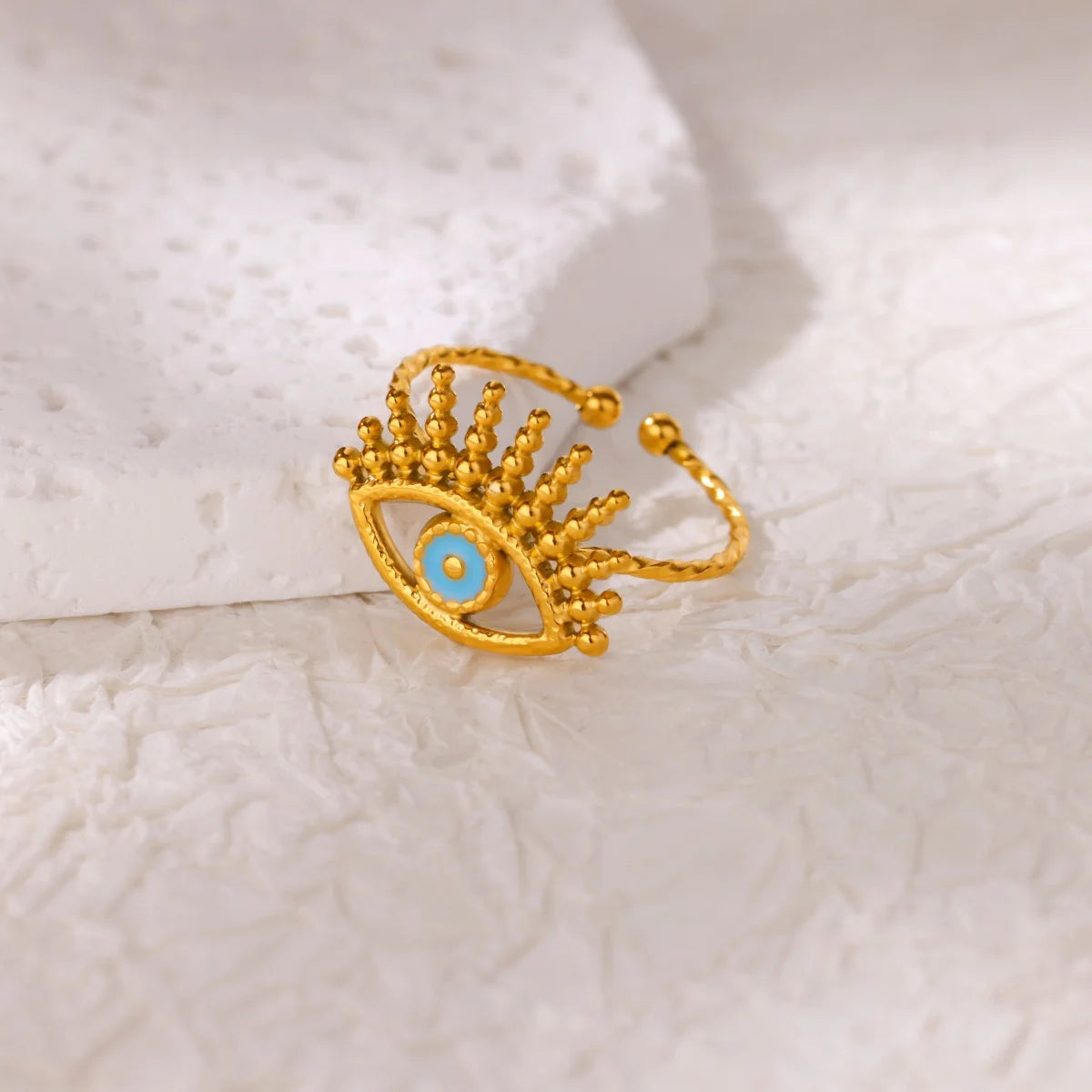 Luxury Zircon Evil Eye Rings For Women Gold Color Lucky Eye Opening Ring Women Trendy Punk Gothic Aesthetic Jewelry Accessories