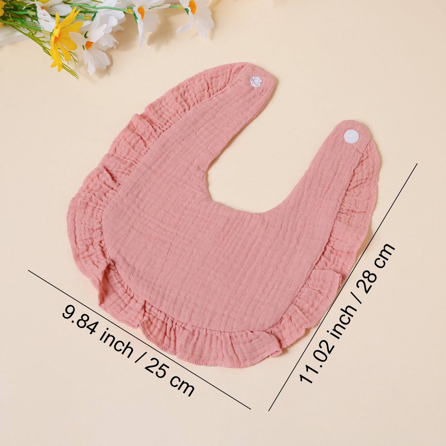 4pcs/set Children Bib Set Cotton Muslin Toddler Baby Comfort Saliva Color Dorp Shape Towel Solid With Button Kid Bibs