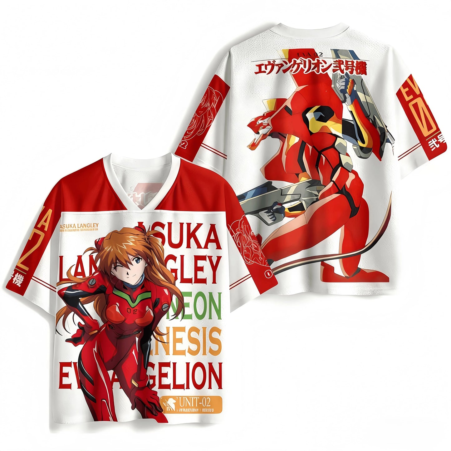 Neon Genesis Evangelion Anime V-Neck Jersey 3D Print Oversized Streetwear Harajuku Tops for Men Women 2026 New Gift for Fans