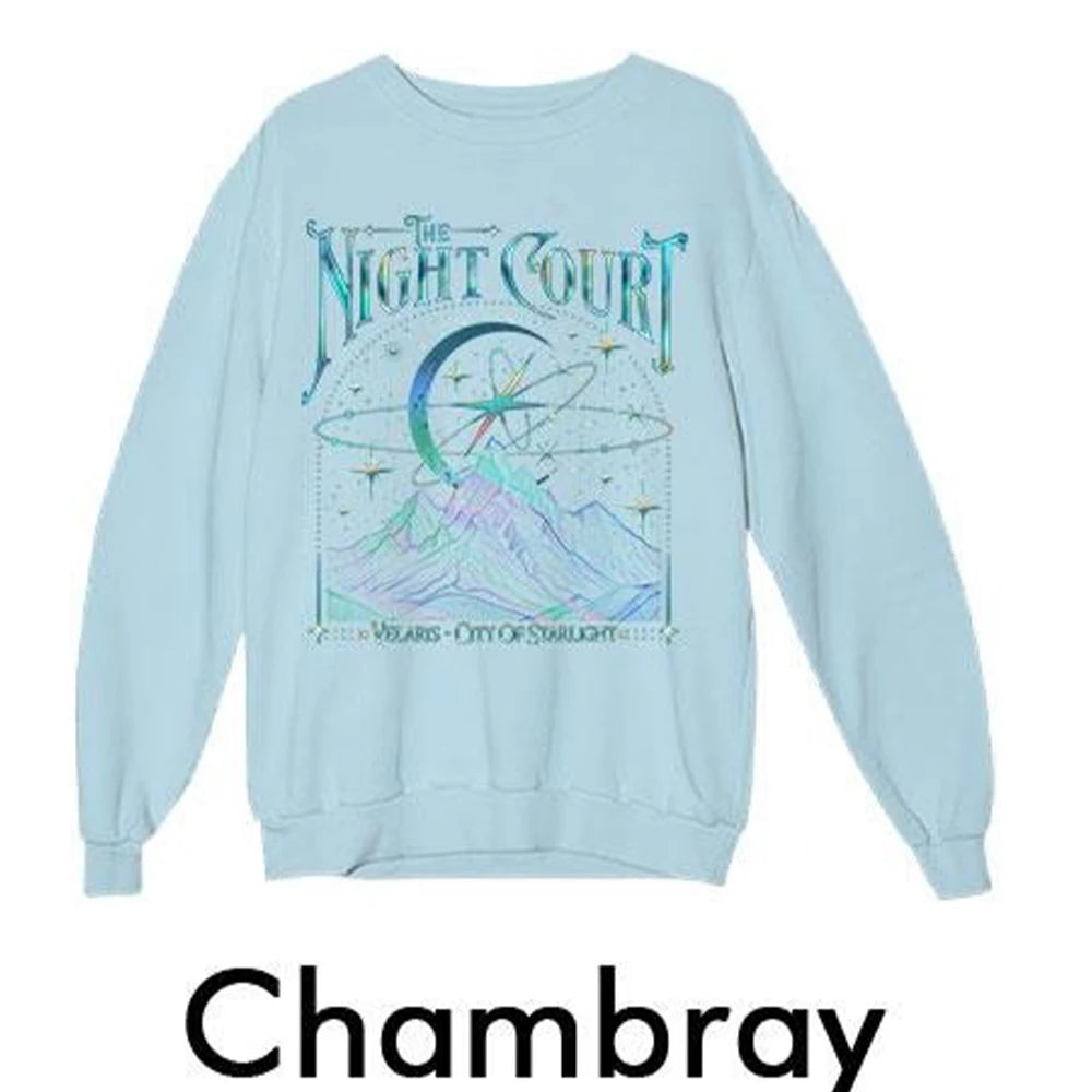 Retro Velaris Acotar The Night Court Two-Sided Crewneck Comfort Fleece Sweatshirt Velaris The Night Court Sweater Y2K Streetwear