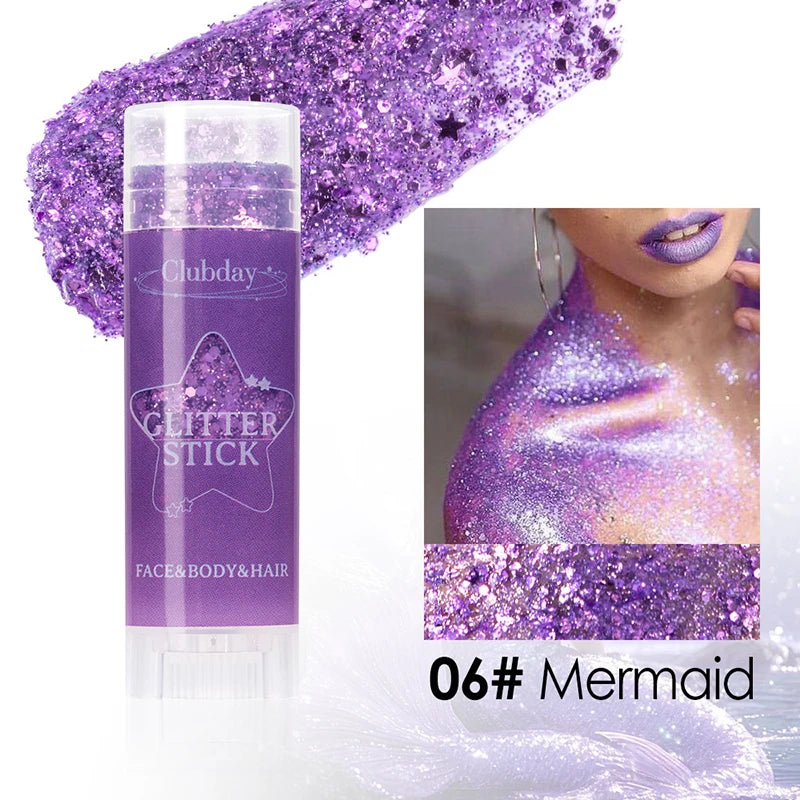 Face Body Sequins Glitter Gel Stick Makeup White Pearl Pink Highlighter Hair Painting Brighten Stage Makeup Flash Sequins Cream