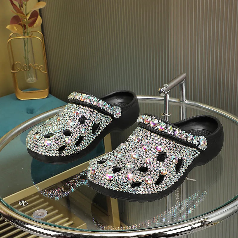 Bling Clogs Women Sandals Ladies Summer Beach Shoes EVA Lightweight Sandles Sparkling Rhinestone  Slippers Sandalias Clogs Shoe