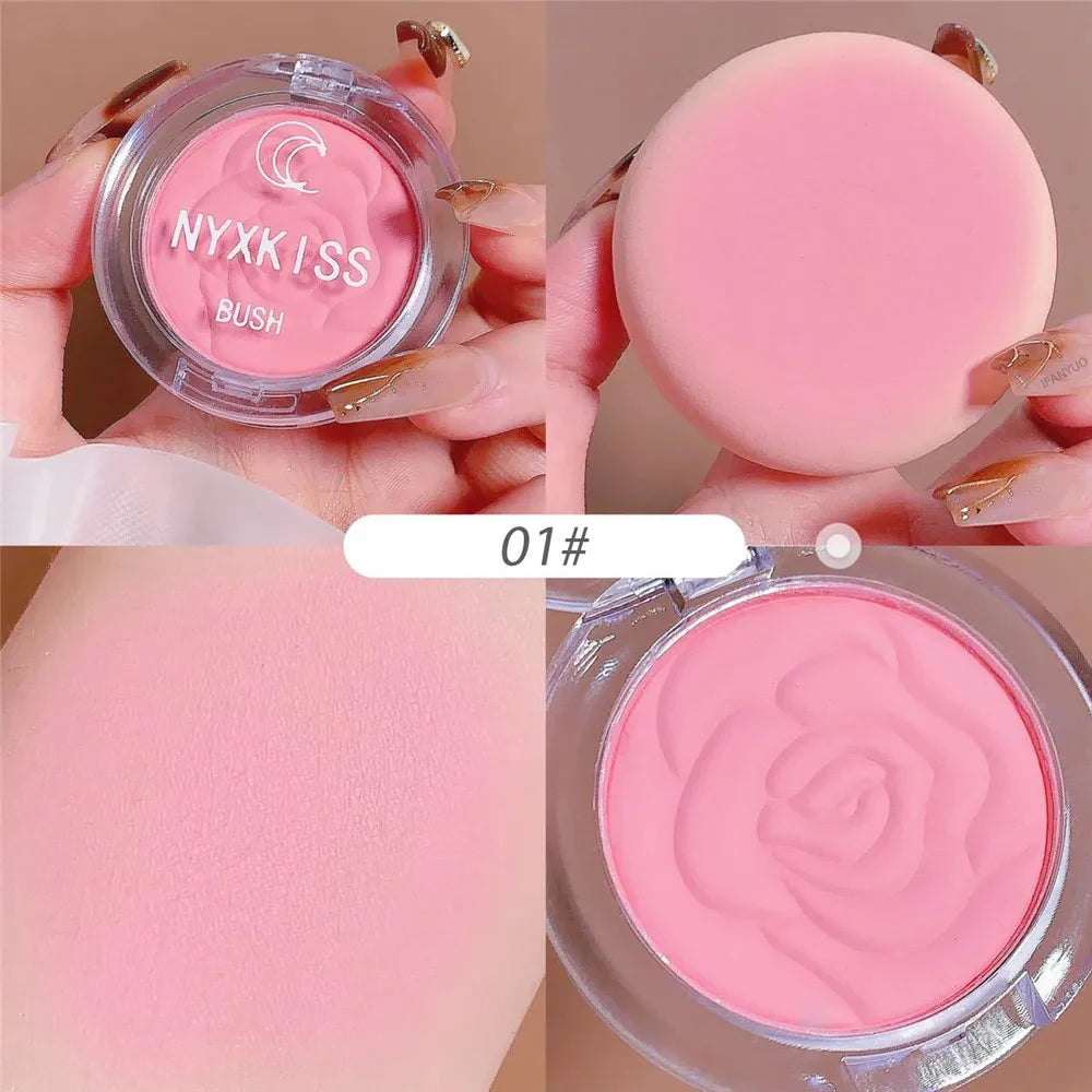 Single Color Matte Embossed Petal Blush Palette Peach Cream Pink Orange Cheek Contour Makeup Rouge for Women Beauty Cosmetics