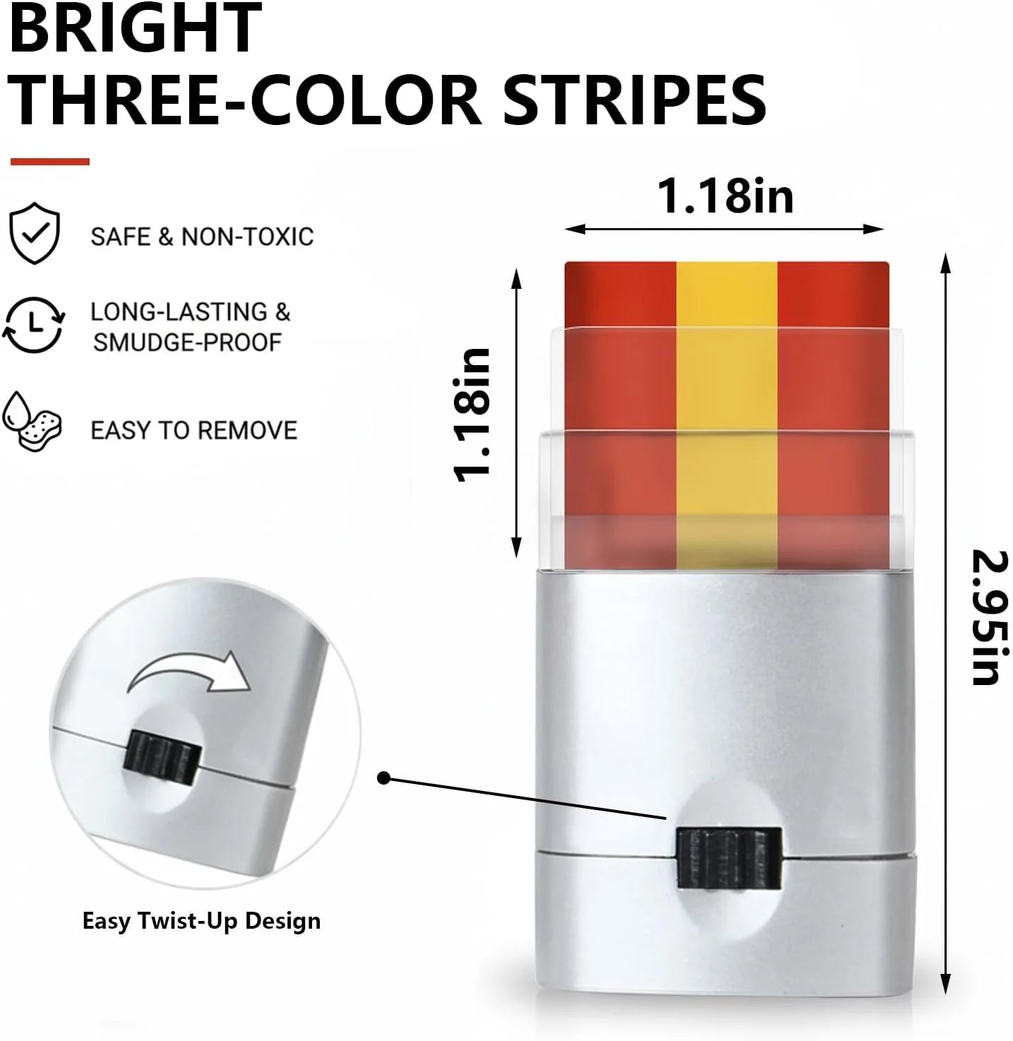 Yellow Red Eye Face Paint Sticks, Spain Sports Face Paint for Football Soccer Baseball Softball Athletes Sports Fan Makeup