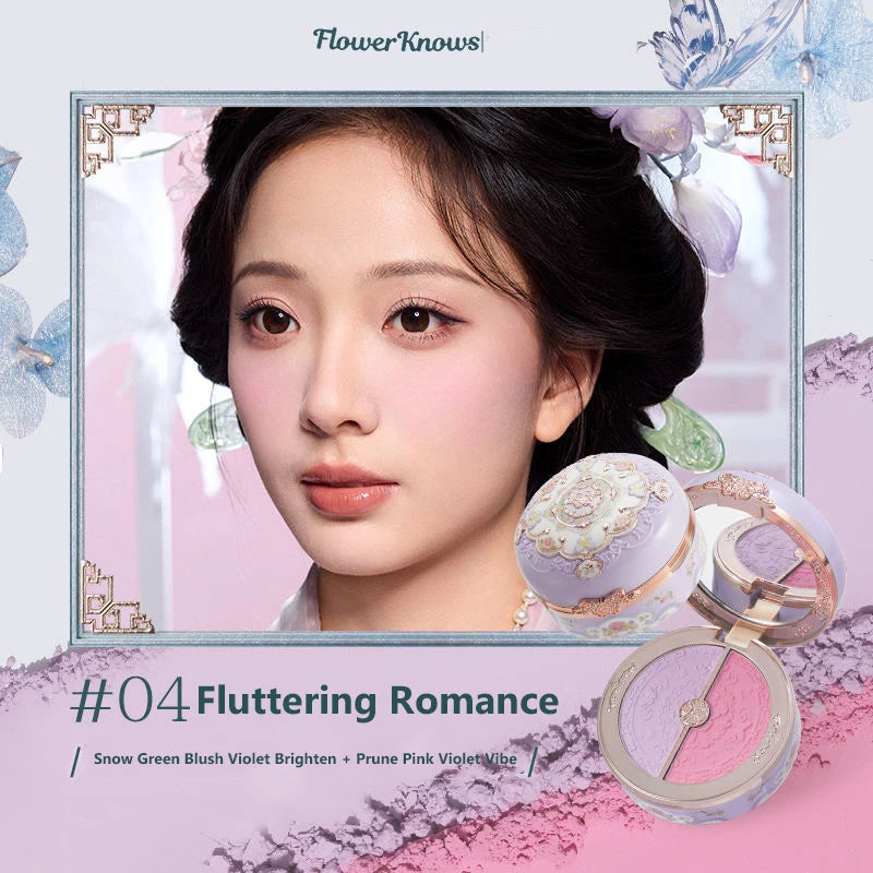 Flower Knows Blusher Butterfly Cloud Collar Collection Rouge Box Duo Blush For Dark Skin Peach Makeup For Cheeks Matte Finish