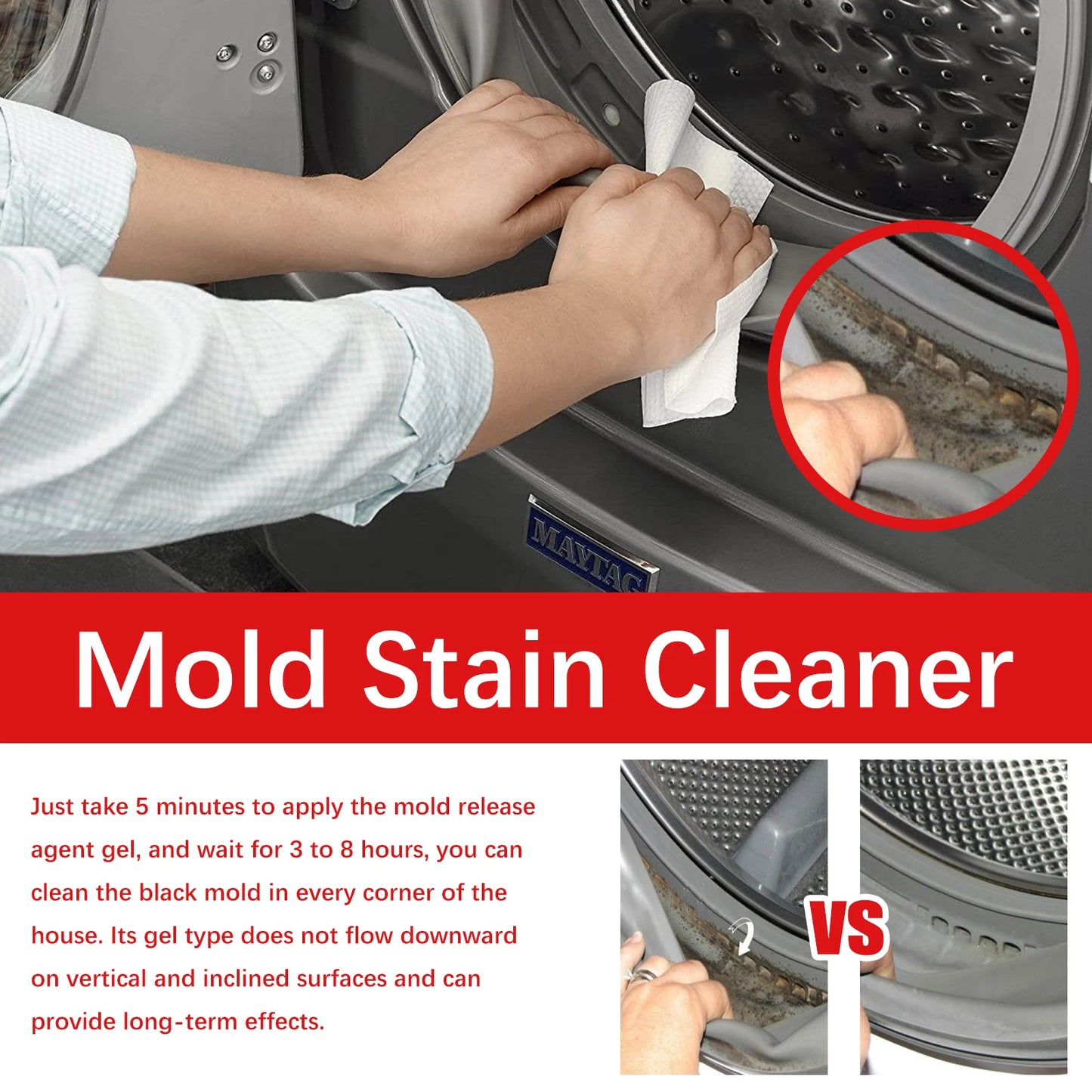 JAKEHOE Household Mold Remover Gel Deeply Clean Mildew Remove Mildew Stains Odors Mold Cleaning Gel for Wall Tiles Window Gaps
